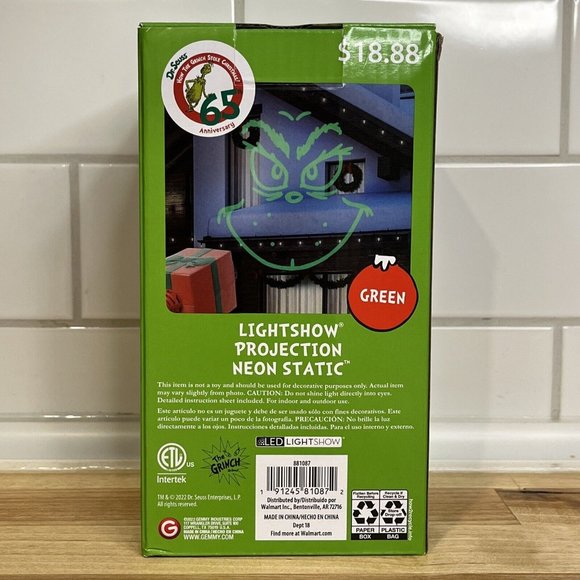 Projection Lightshow Neon Static Dr Seuss Grinch Projector Gemmy Indoor/Outdoor - Picture 3 of 7